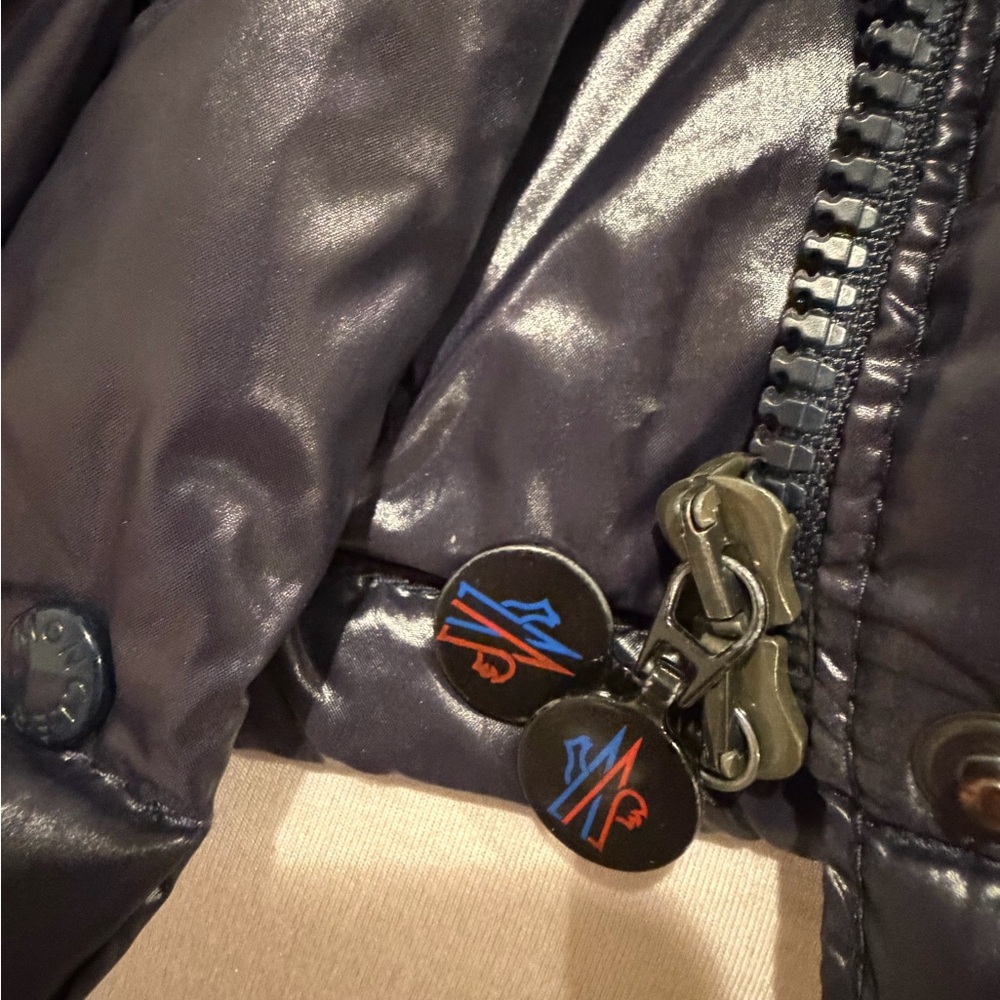 Moncler Glossy Dark Jacket with Logo - Picture 3 of 6